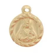 9mm Gold filled Round worked charm - religious pattern x1