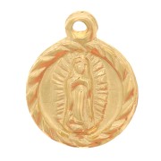 9mm Gold filled Round worked charm - Virgin pattern x1