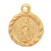 9mm Gold filled Round worked charm - Virgin pattern x1