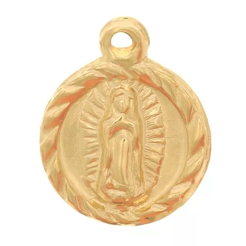 9mm Gold filled Round worked charm - Virgin pattern x1