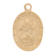 14x9mm Gold filled Oval worked charm - Saint Christopher pattern x1