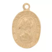 14x9mm Gold filled Oval worked charm - Saint Christopher pattern x1