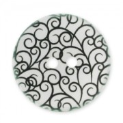 Decorated Button 28mm swirls Black/White x1|raw }}