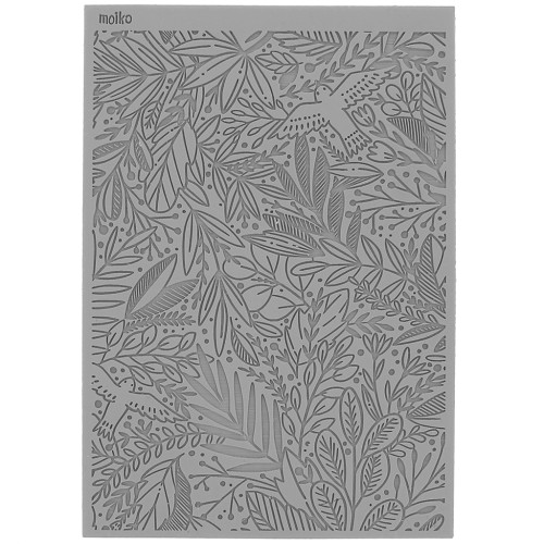 97x68mm Moiko texture plate for polymer clay - Tropical Foliage 12.02 x1