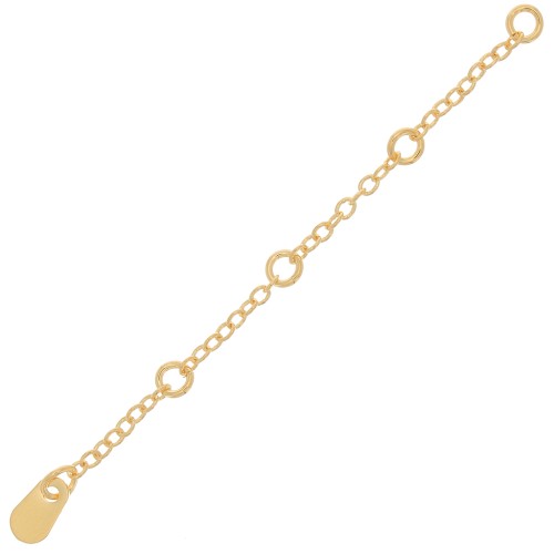Extension chain 4 open rings - Cable mesh 60 mm - Fine gold plated x1
