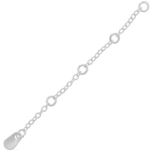Extension chain 4 open rings - Cable mesh 60 mm - Fine silver plating x1