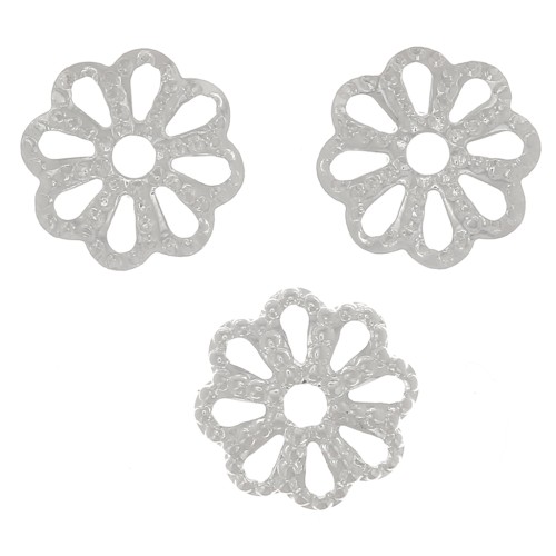 6mm Filigree worked bead caps - Fine silver plating x20