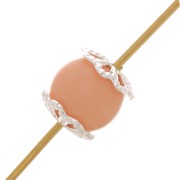 6mm Filigree worked bead caps - Fine silver plating x20