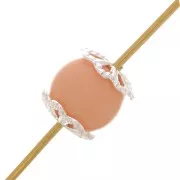 6mm Filigree worked bead caps - Fine silver plating x20