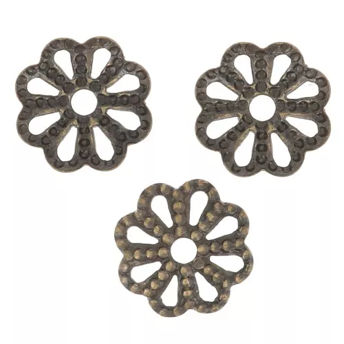 6mm Filigree worked bead caps - Bronze Tone x20