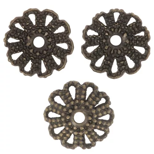 7mm Filigree worked bead caps - Bronze Tone x20