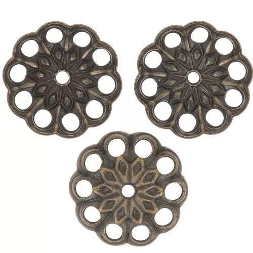 10mm Filigree worked bead caps - Bronze Tone x20