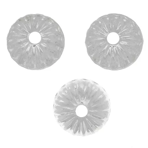 5mm striated bead Caps - Fine silver plating x20