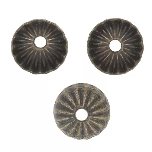 5mm striated bead Caps - Bronze Tone x20