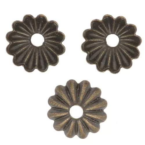 6mm Striated bead Caps - Bronze Tone x20