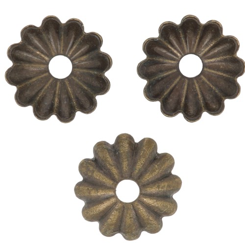 6.5mm Striated bead Caps - Bronze Tone x20