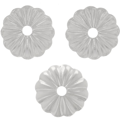 8mm Striated bead caps - Fine silver plating x20