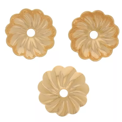 7mm Striated bead caps - Fine Gold Plated x20