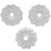 7mm Striated bead caps - Fine silver plating x20