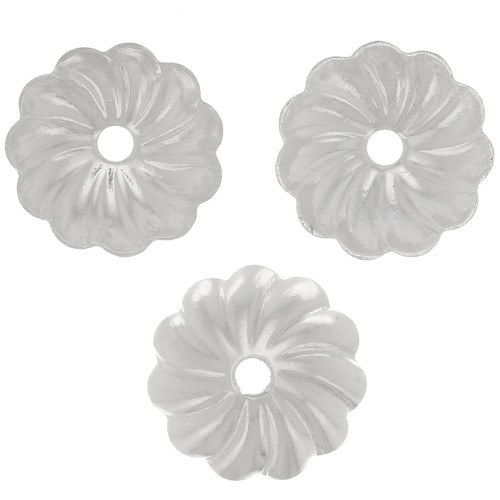 7mm Striated bead caps - Fine silver plating x20