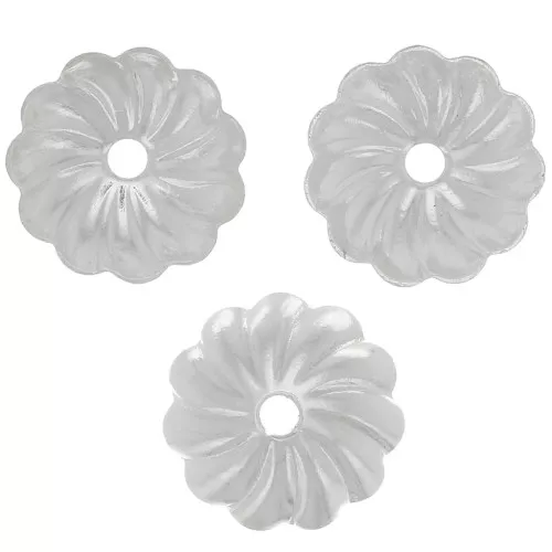 7mm Striated bead caps - Fine silver plating x20