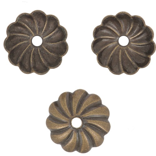 7mm Striated bead caps - Bronze Tone x20