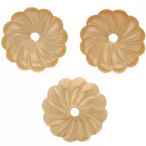 9mm Striated bead caps - Fine Gold Plated x20