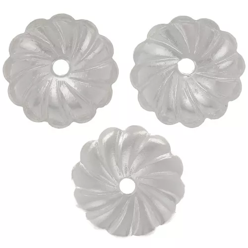 9mm Striated bead caps - Fine silver plating x20