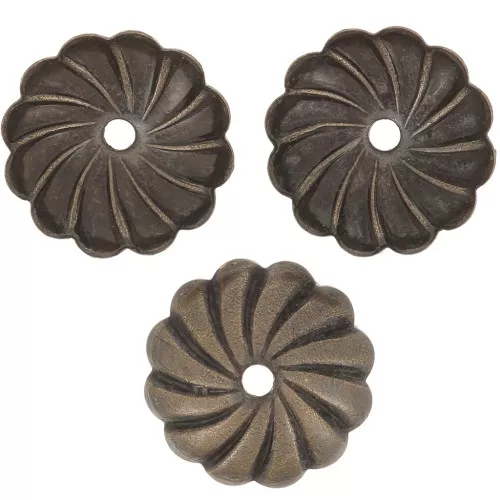 9mm Striated bead caps - Bronze Tone x20