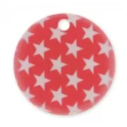 Printed Sequin 20mm Stars Red/white x1