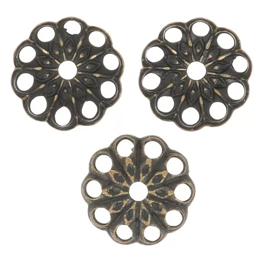 6mm Worked Filigree bead caps - Bronze Tone x20
