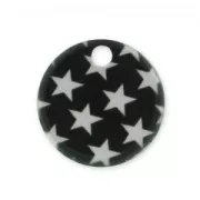 Printed Sequin 15mm Stars Black/white x1