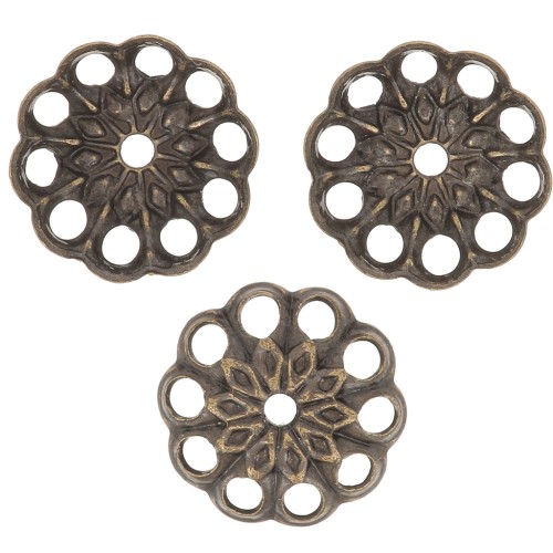 8mm Worked Filigree bead caps - Bronze Tone x20