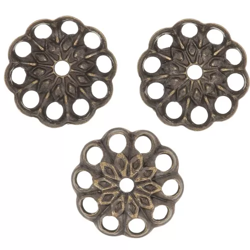 8mm Worked Filigree bead caps - Bronze Tone x20