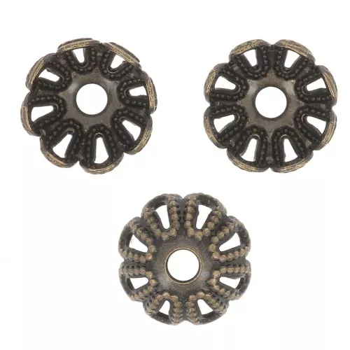 6mm Filigree flower effect bead caps - Bronze Tone x20