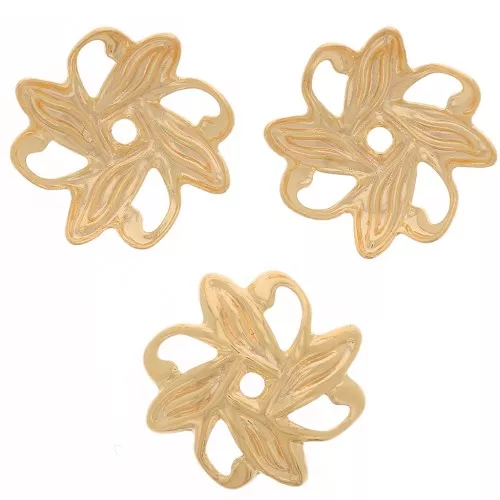 10mm worked Flower bead caps - Fine Gold Plated x20