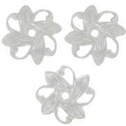 10mm worked Flower bead caps - Fine silver plating x20|raw }}