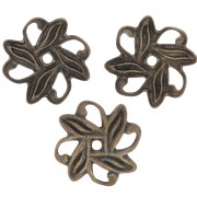 10mm worked Flower bead caps - Bronze Tone x20|raw }}