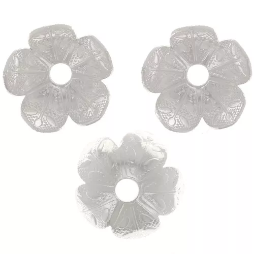 9mm worked Flower bead caps - Fine silver plating x20