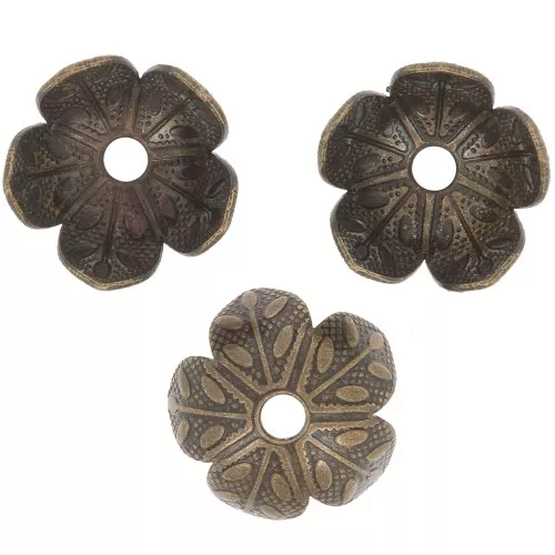 8.5mm worked Flower bead caps - Bronze Tone x20