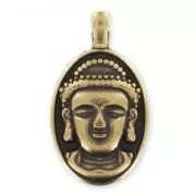 Buddha head pendant 32mm Bronze tone x1