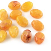 Flat irregular 18x13 mm acrylic beads - Marbled Amber x10