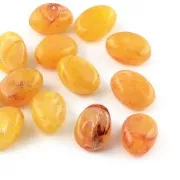 Flat irregular 18x13 mm acrylic beads - Marbled Amber x10