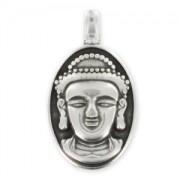 Buddha head pendant 32mm Antique Silver Plating x1|raw }}