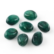 Flat irregular 18x13 mm acrylic beads - Marbled Green x10