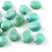 Flat irregular 18x13 mm acrylic beads - Turquoise Marbled x10