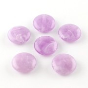 22mm Round flat acrylic beads - Marbled Lilac x6