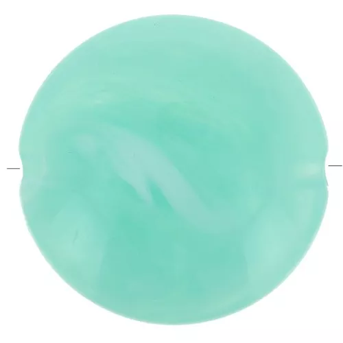 22mm Round flat acrylic beads - Marbled Turquoise Green x6