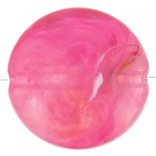 22mm Round flat acrylic beads - Marbled Fuchsia x6