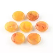 22mm Round flat acrylic beads - Marbled Yellow x6